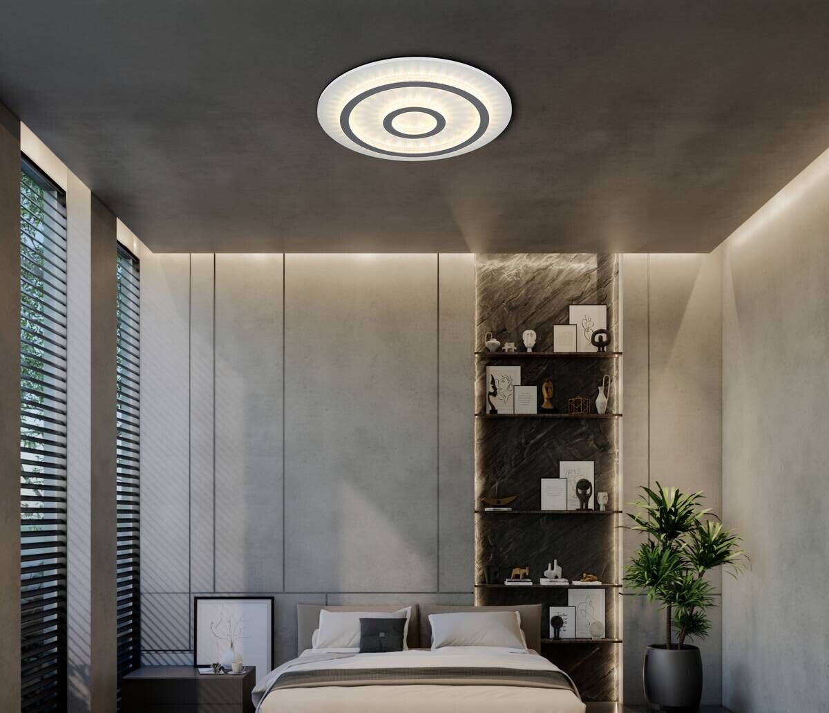 GLOBO LED-Deckenleuchte hellgrau klar weiß Kunststoff Metall H/D: ca. 5,5x45 cm 1 Brennstellen