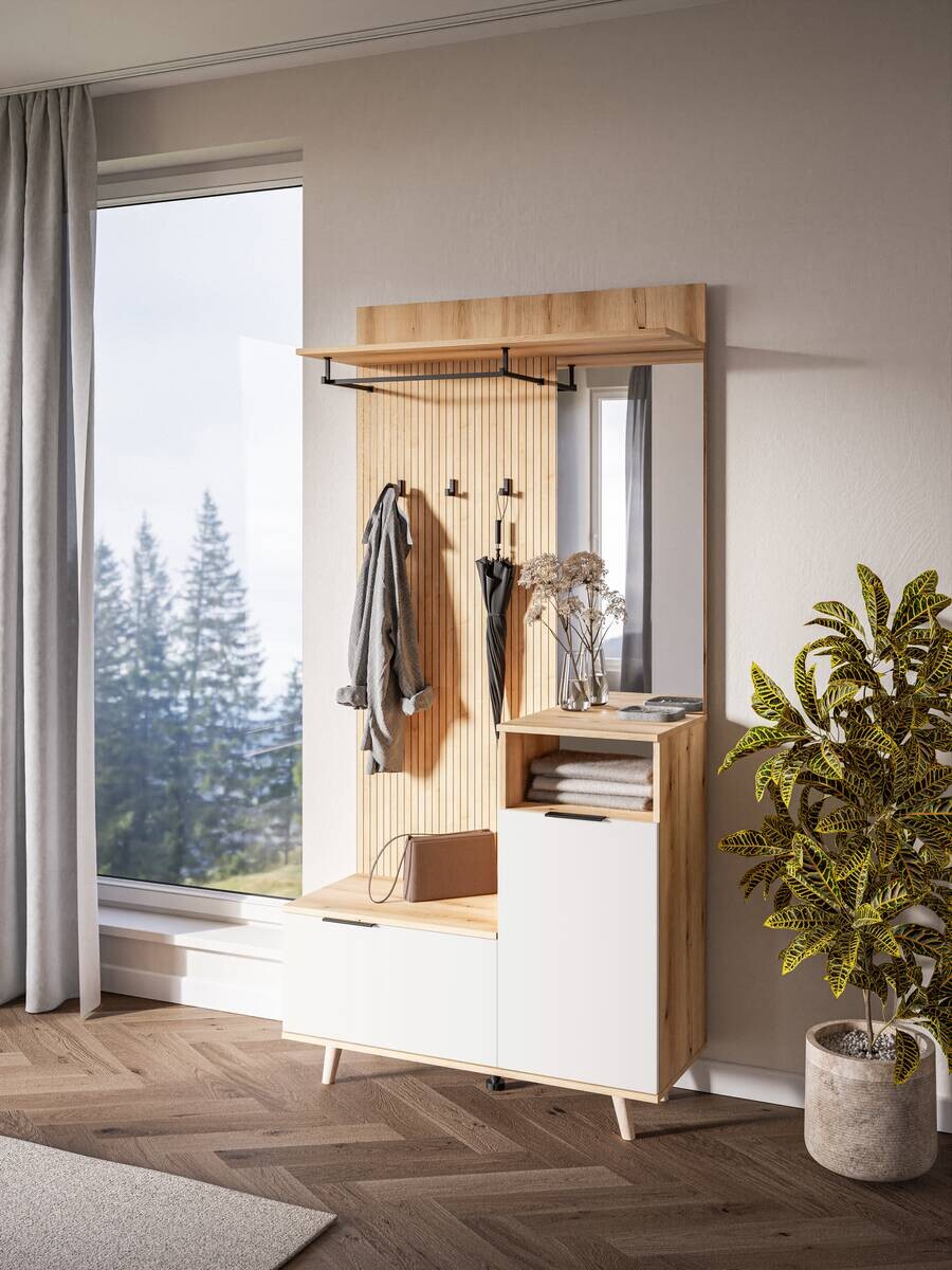 Garderobe NORDIC Eiche Evoke Oak Nachbildung weiß B/H/T: ca. 100x204x40 cm