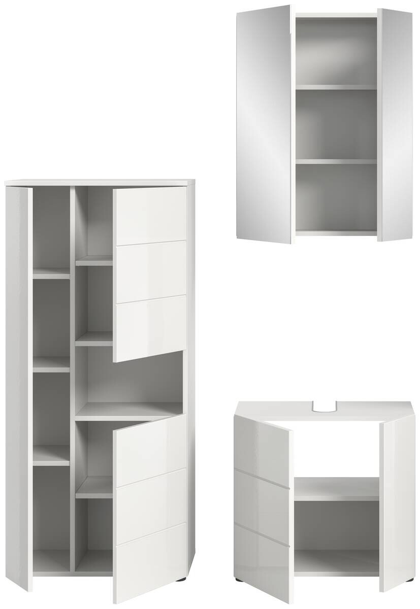 Badezimmer-Set VIRA weiß weiß Hochglanz B/H/T: ca. 135x190x34 cm