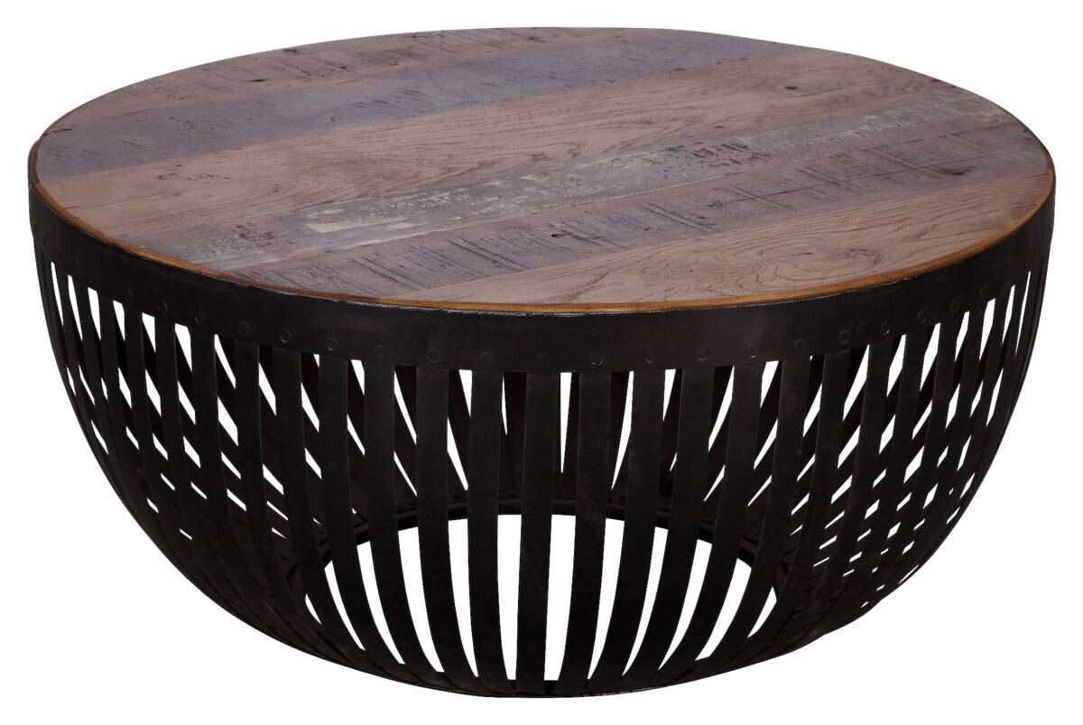 Wohnling Couchtisch braun schwarz Echtholz Eisen B/H/T: ca. 70x33x70 cm