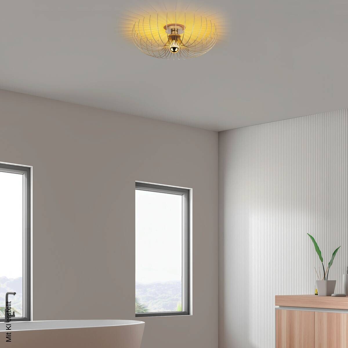 Opviq Pendelleuchte Karsortel gold B/H/T/L/D: ca. 56x16x56x56x56 cm E27 1 Brennstellen