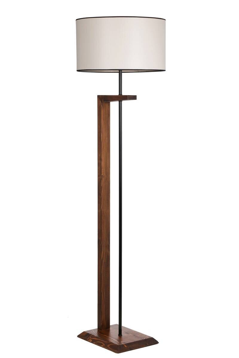 Stehleuchte creme nussbaum Stoff B/H/L/D: ca. 45x163x45x45 cm E27 1 Brennstellen