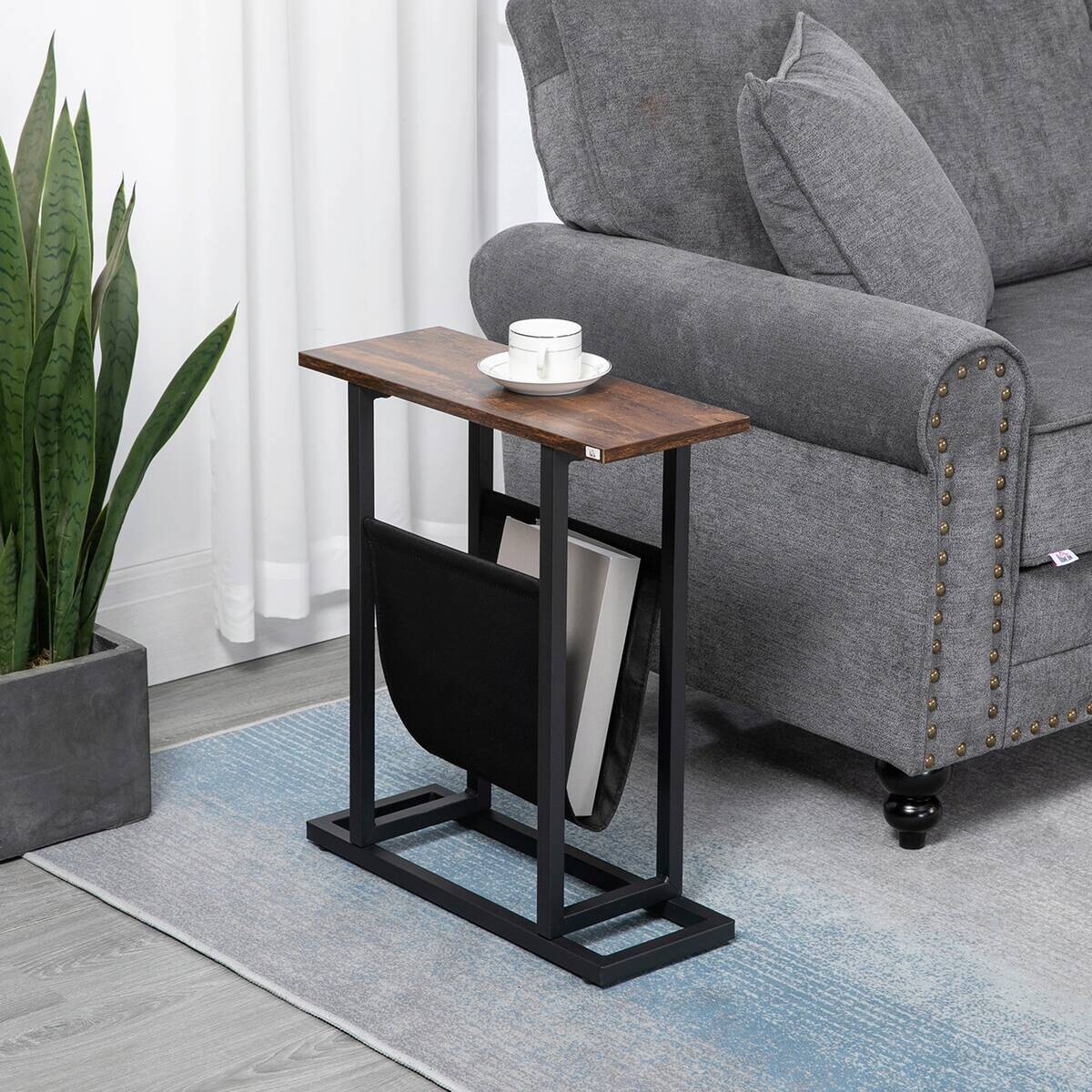 HOMCOM Beistelltisch schwarz Spanplatte B/H/L: ca. 19x49x55 cm