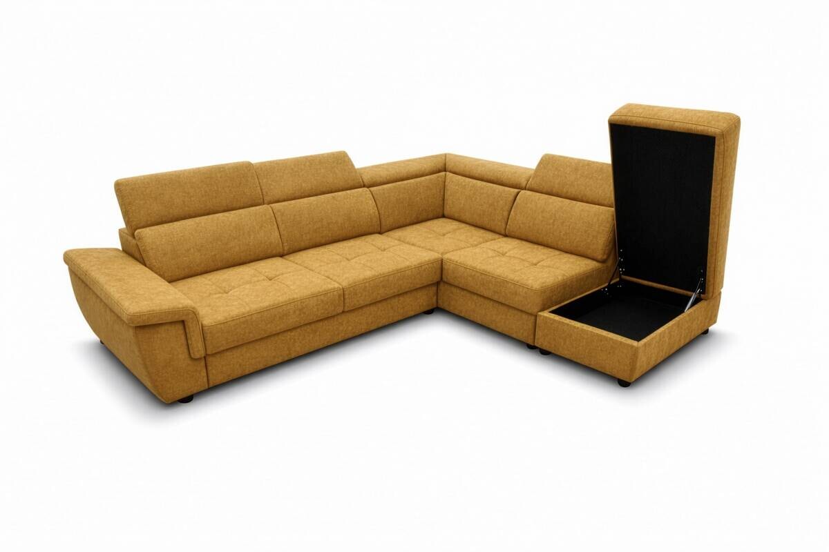 Ecksofa mit Bettfunktion und Bettkasten senf Flachgewebe B/H/T: ca. 267x75x238 cm