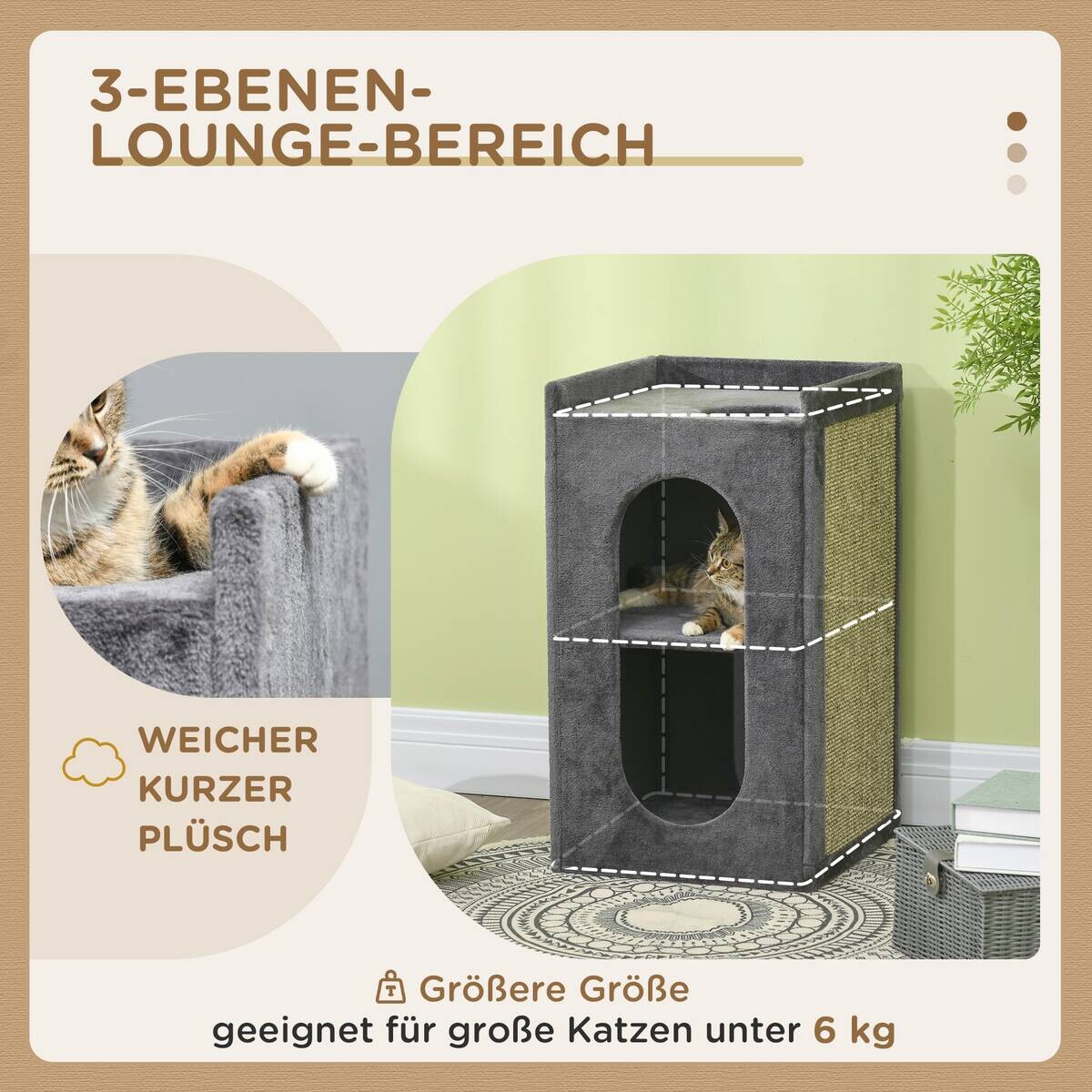 PawHut Tier-Zubehör grau Spanplatte B/H/L: ca. 45x45x81 cm