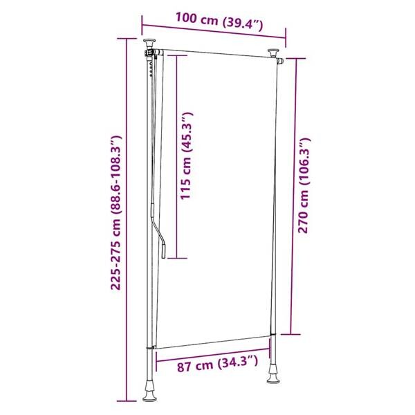 vidaXL Senkrechtmarkise anthrazit B/H: ca. 100x270 cm