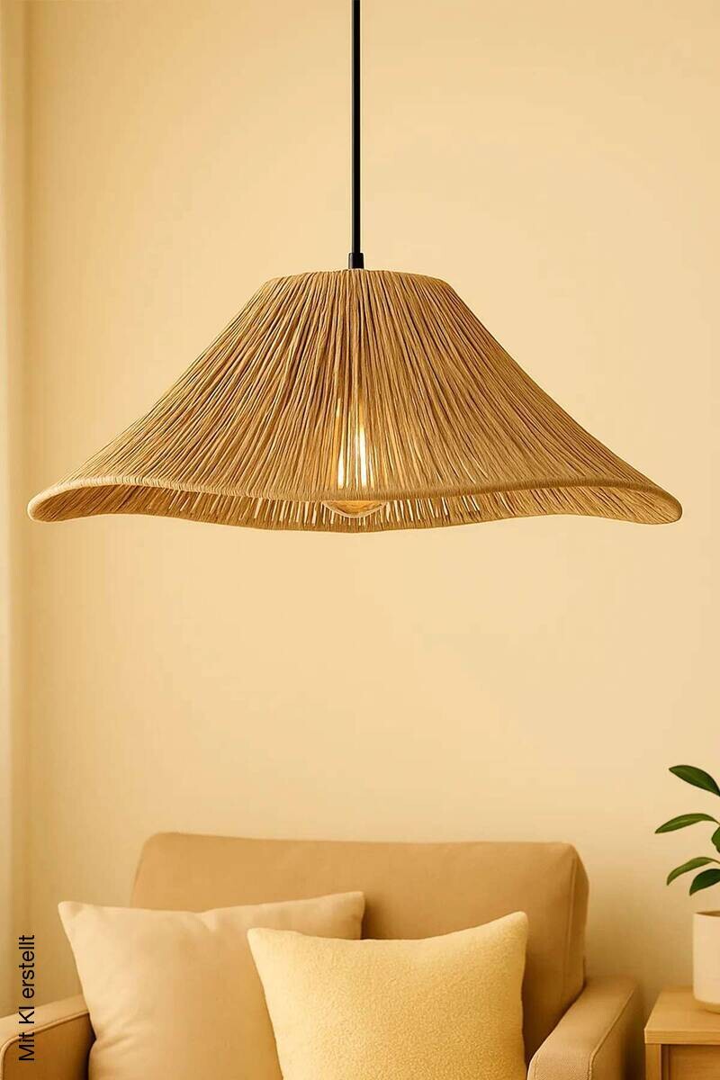 Opviq Pendelleuchte beige Kunststoff B/T/L: ca. 40x40x40 cm E27 1 Brennstellen