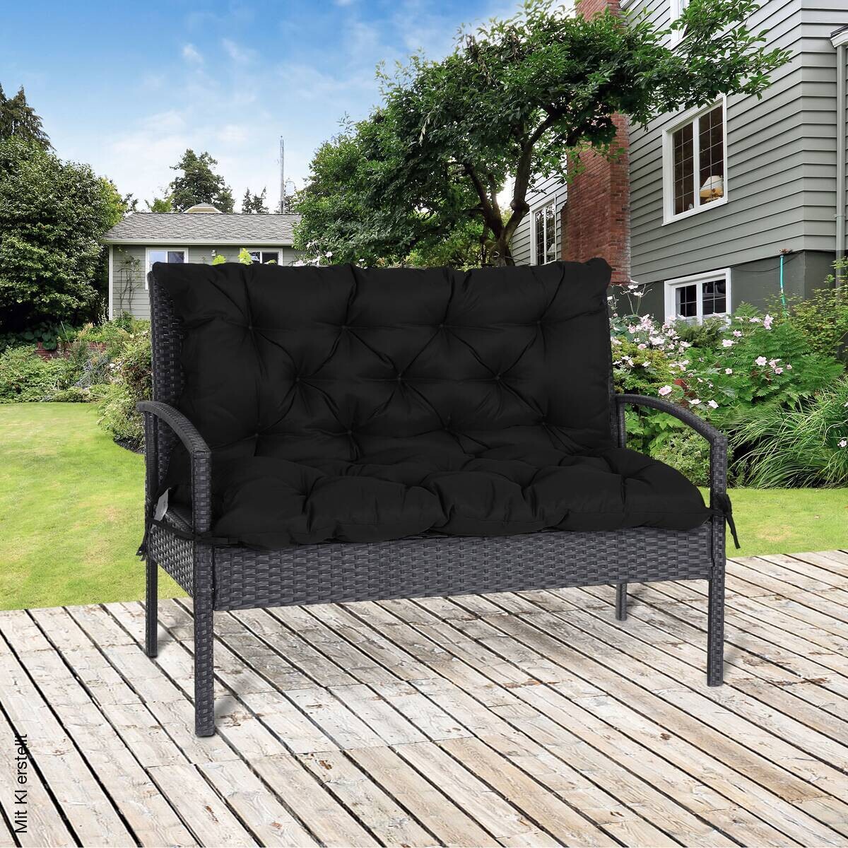 Outsunny Bankauflage schwarz Schaumstoff B/H/L: ca. 98x8x100 cm
