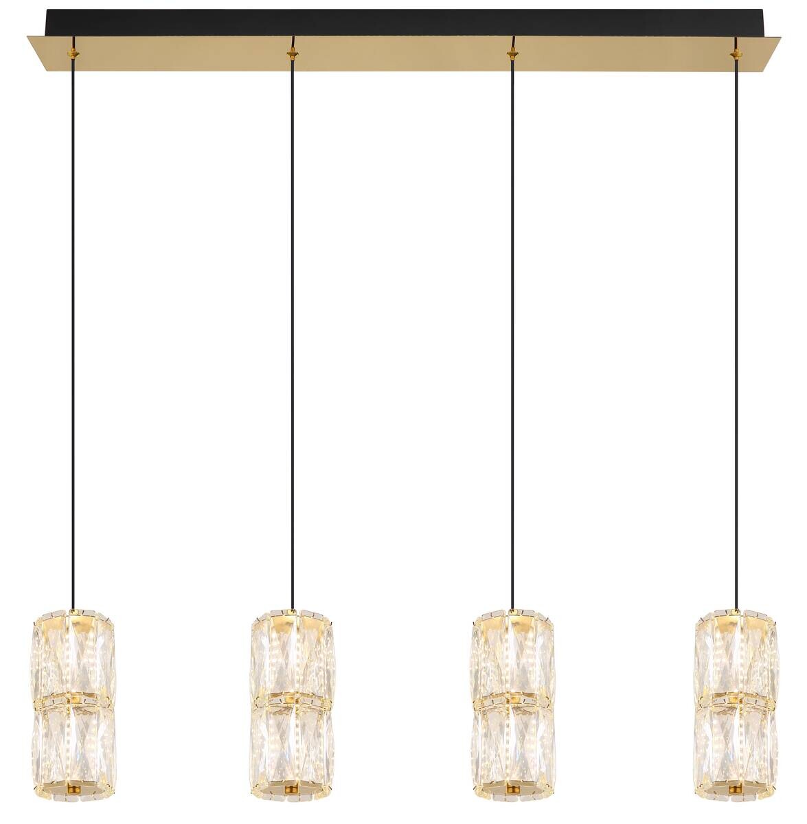 GLOBO Pendelleuchte mattschwarz gold klar Glas Metall B/H/T/L: ca. 9,5x150x84,5x84,5 cm 1 Brennstellen