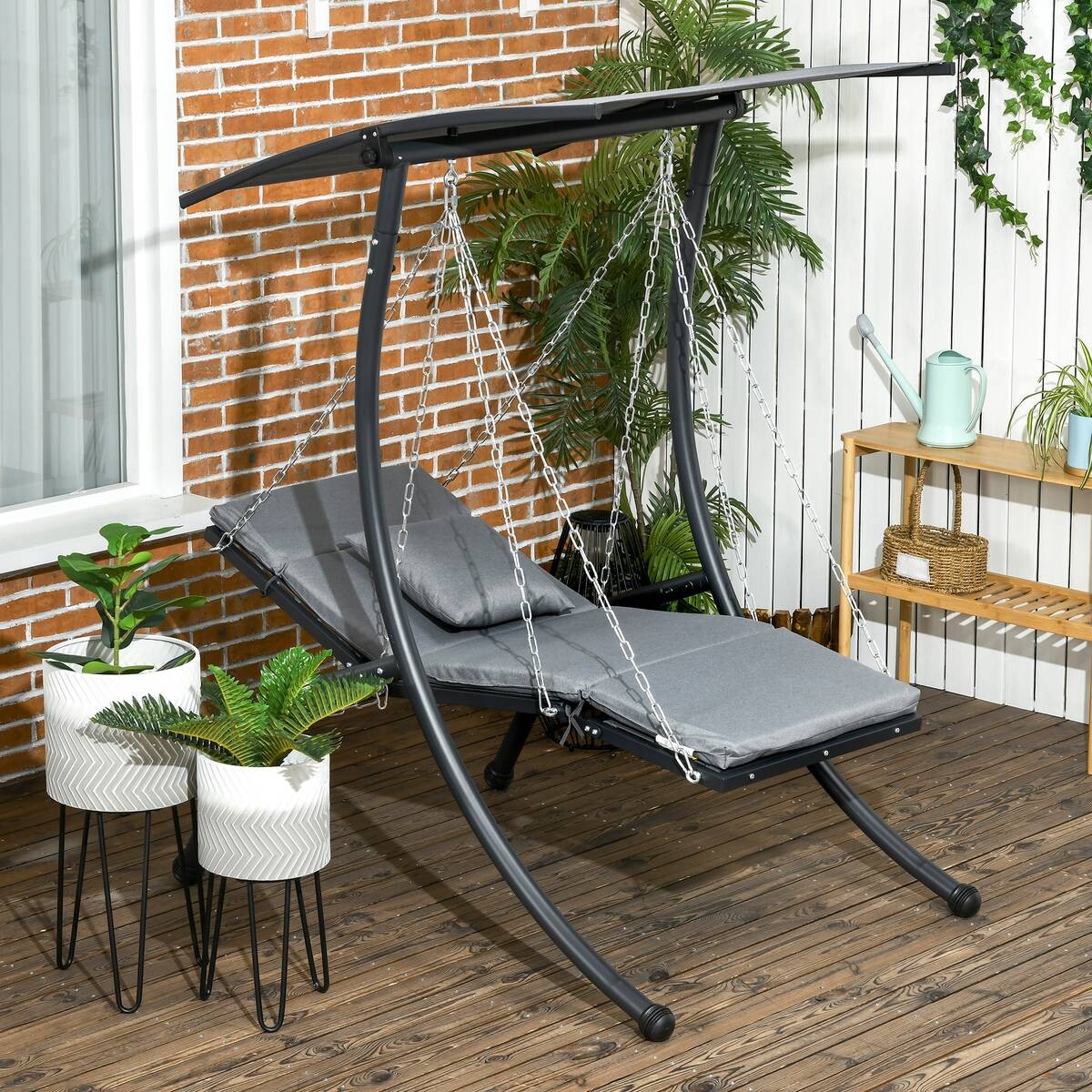 Outsunny Hollywoodschaukel dunkelgrau Stoff B/H/L: ca. 145x169x108 cm