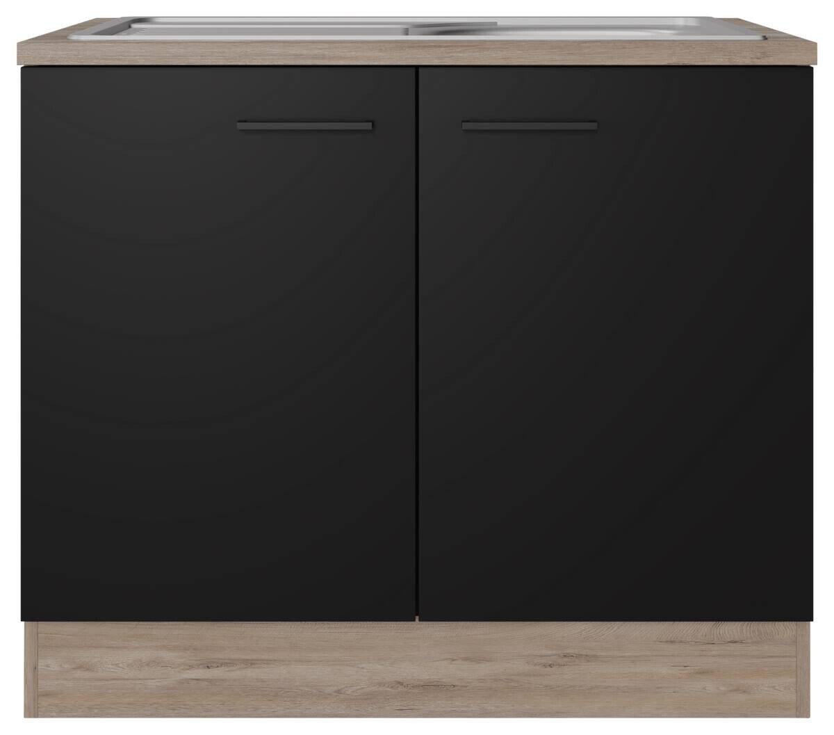 Spülenschrank Capri schwarz matt B/H/T: ca. 100x85x60 cm