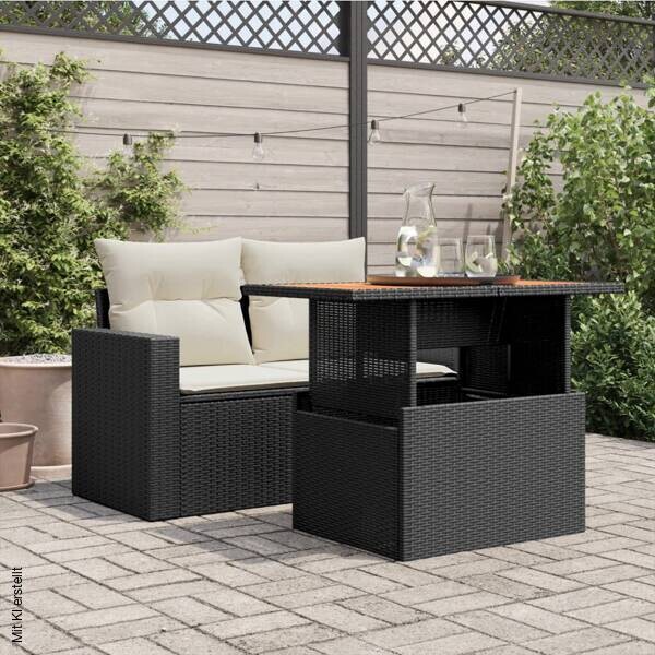 vidaXL Gartentisch schwarz Akazie B/H/L: ca. 55x73x100 cm