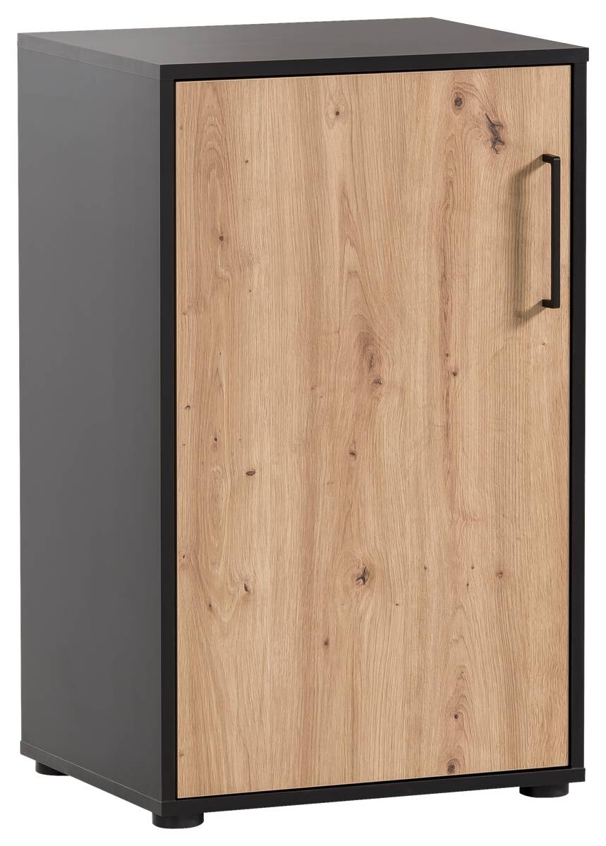 Midischrank Aino Eiche Artisan Nachbildung schwarz matt B/H/T: ca. 51x83,6x41 cm