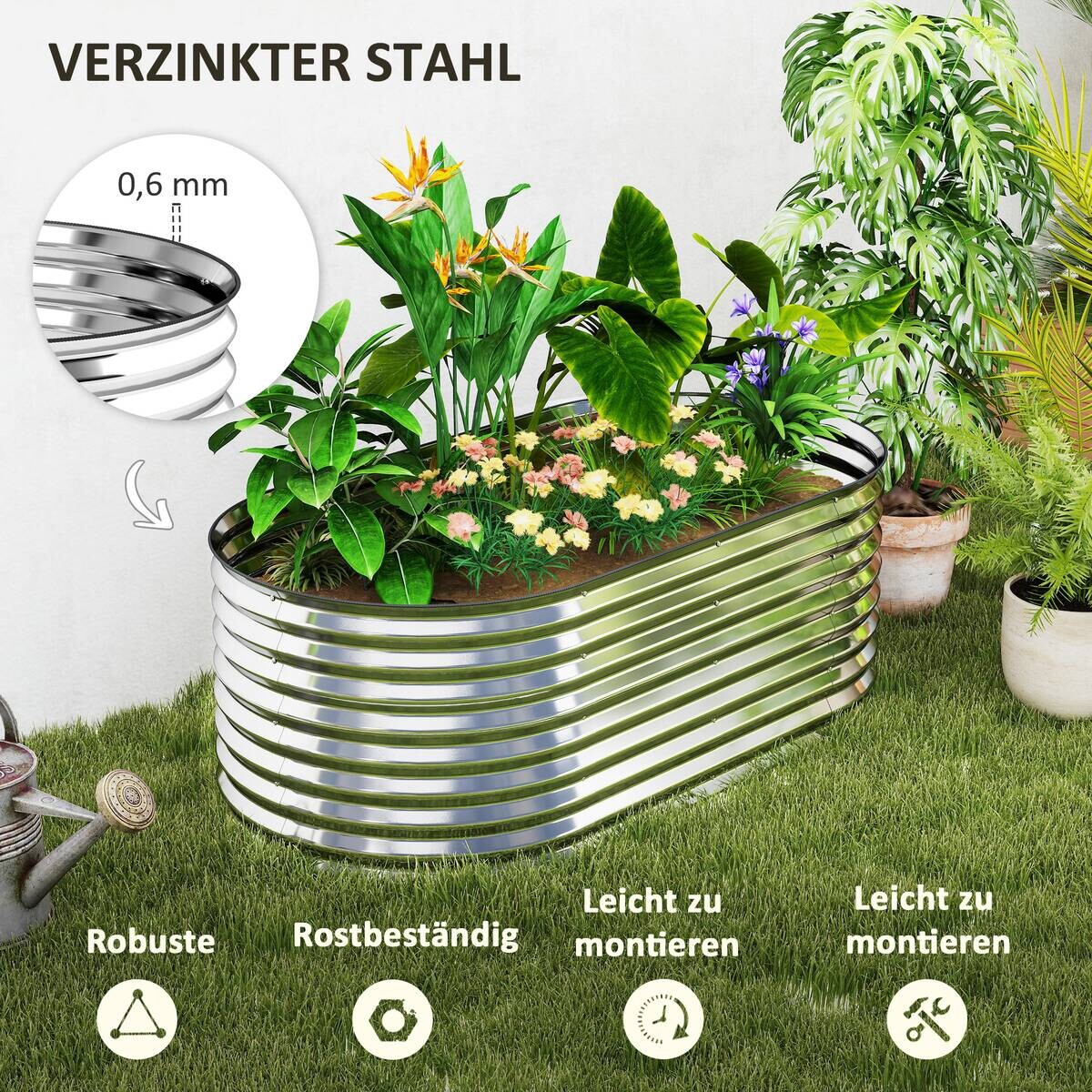 Outsunny Hochbeet grau B/H/T/L: ca. 80x56x80x160 cm