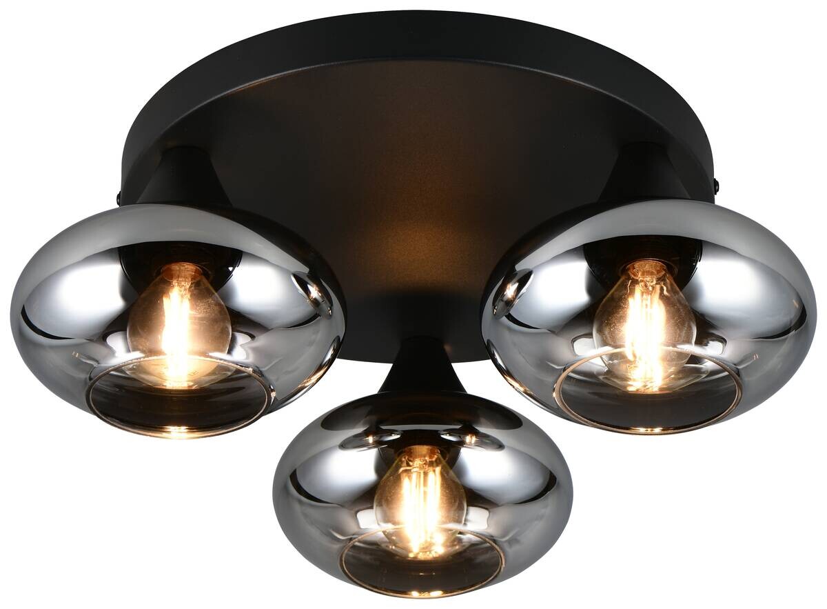 Reality Deckenleuchte Divina mattschwarz Rauch Metall D: ca. 39 cm null 3 Brennstellen