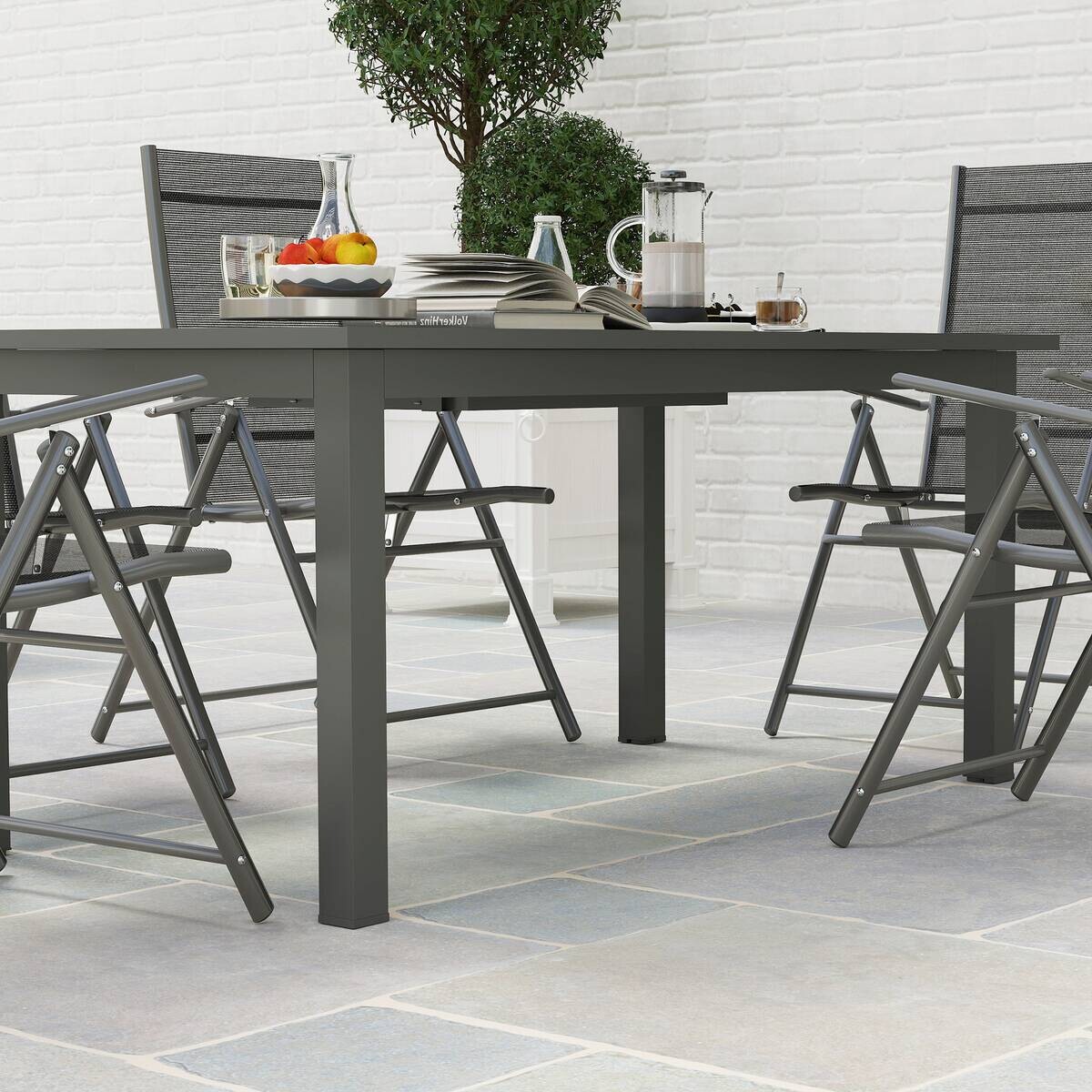 Outsunny Gartentisch grau Aluminium B/H/L: ca. 90x73x220 cm