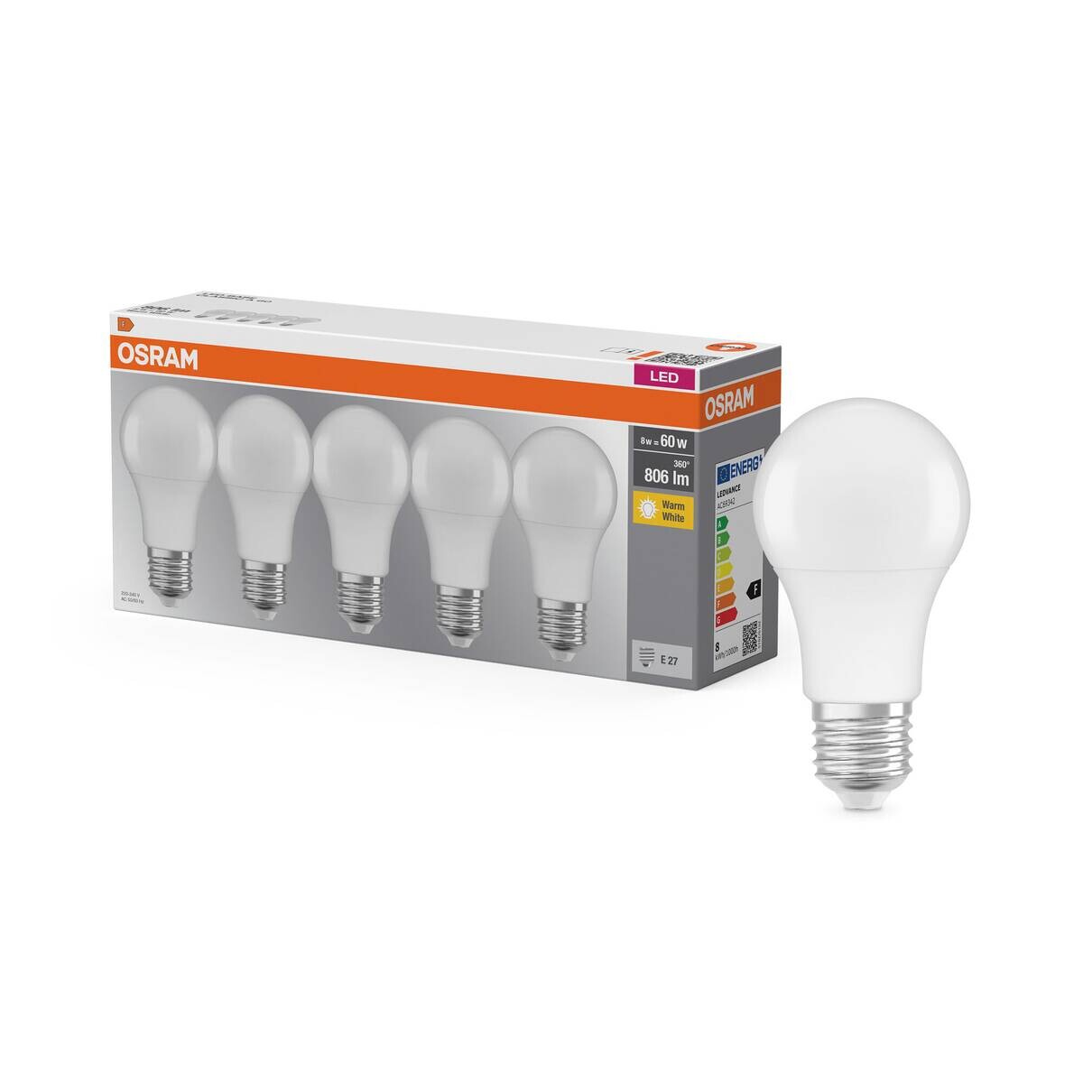 OSRAM LED-Leuchtmittel BASE Classic A AC55981 5er Pack E27