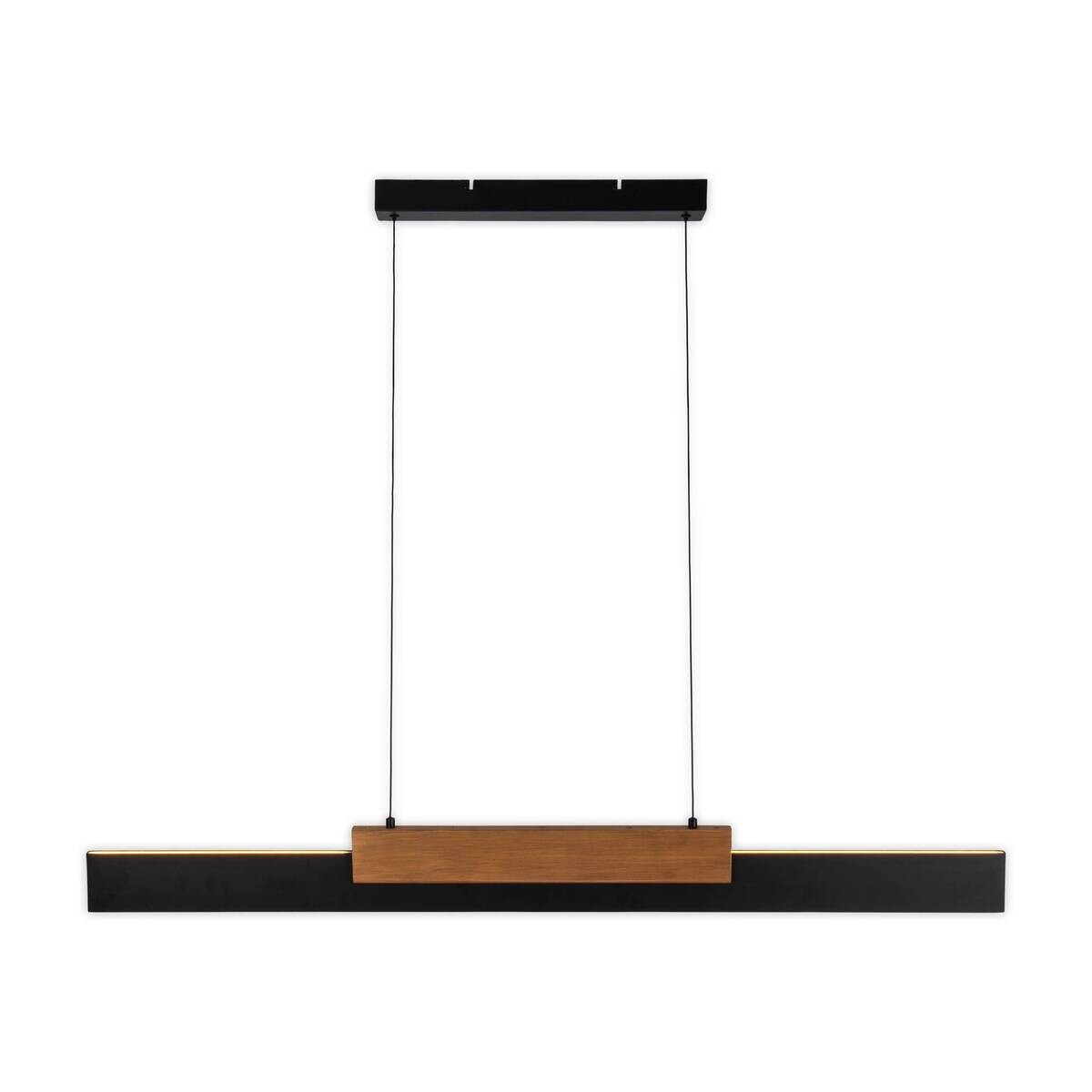Näve Leuchten LED-Pendelleuchte braun Holz Metall B/H/T: ca. 120,5x150x6 cm