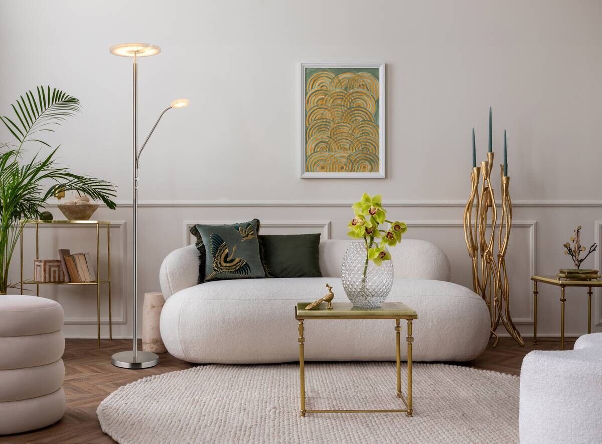 GLOBO Deckenfluter Satiniert nickel matt Acryl Metall H/D: ca. 180x30 cm 1 Brennstellen