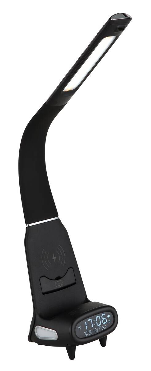 GLOBO Tischleuchte Satiniert schwarz Chrom PVC Kunststoff B/H/L: ca. 10x50x25 cm 1 Brennstellen