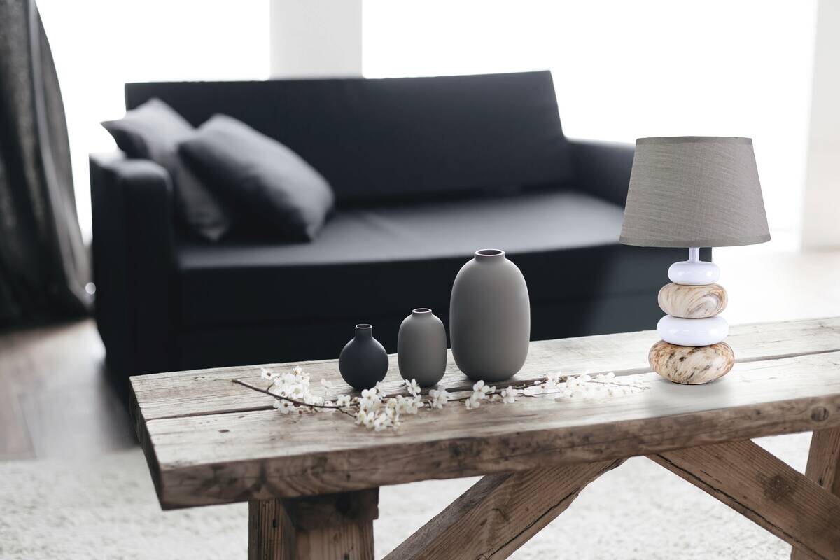 Näve Leuchten Tischleuchte 3179314 braun Keramik B/H/T: ca. 20x31x20 cm E14 1 Brennstellen