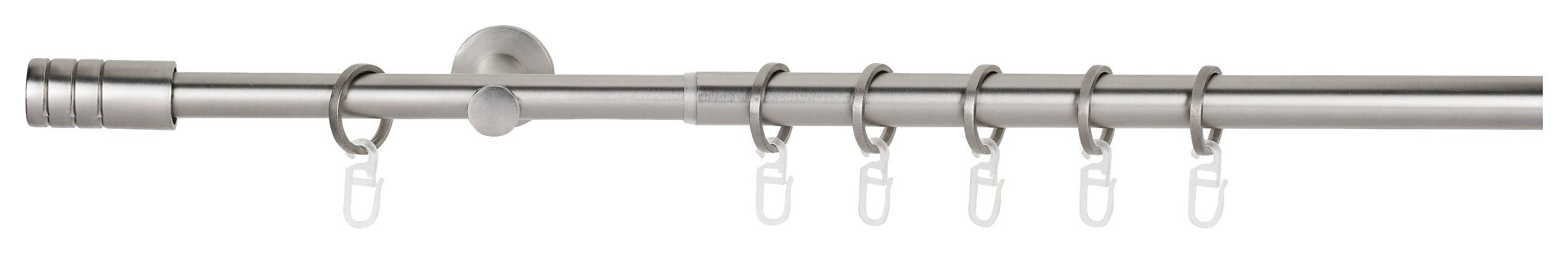 Gardinenstange Edelstahloptik Aluminium ausziehbar von ca. 120 bis 210 cm 1.0 Läufe