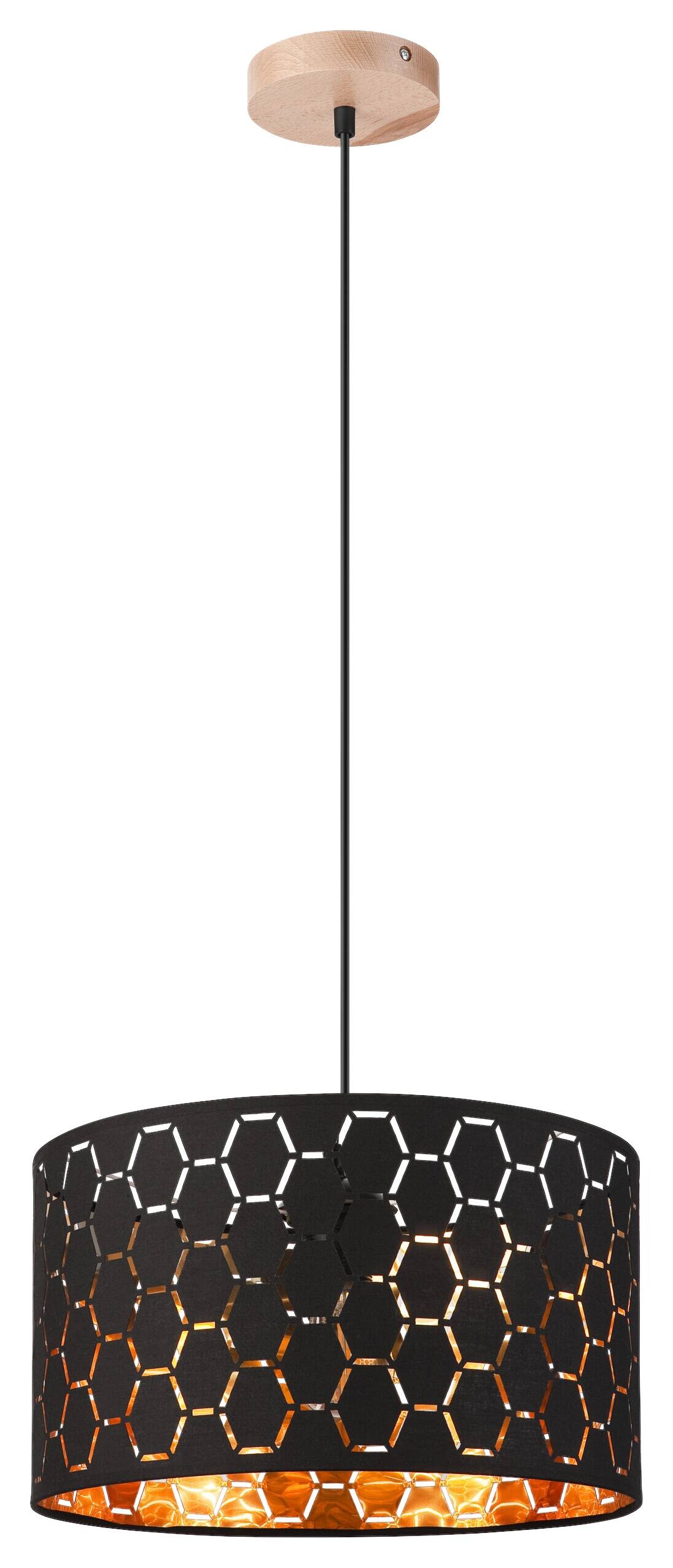 Lamkur Pendelleuchte schwarz Holz B/H/L: ca. 37x23x37 cm E27 1 Brennstellen