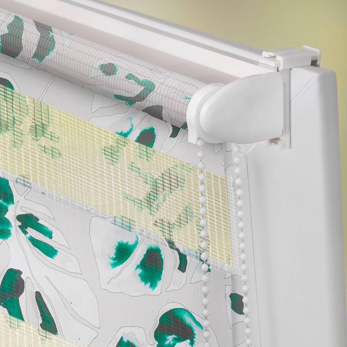 LICHTBLICK Doppelrollo Duo Monstera schwarz B/T: ca. 70x150 cm