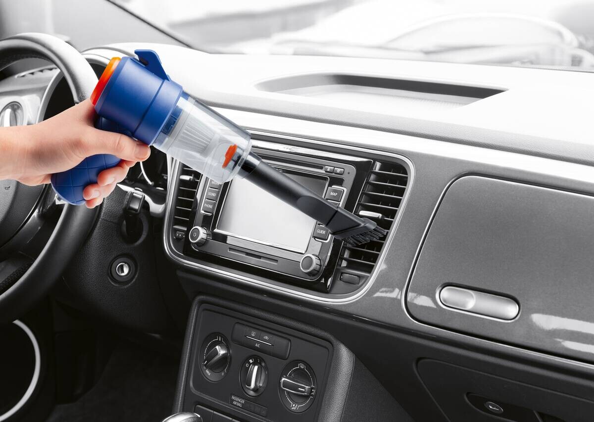 CLEANmaxx Akku-Handstaubsauger blau orange B/H/L: ca. 7x16,5x20 cm