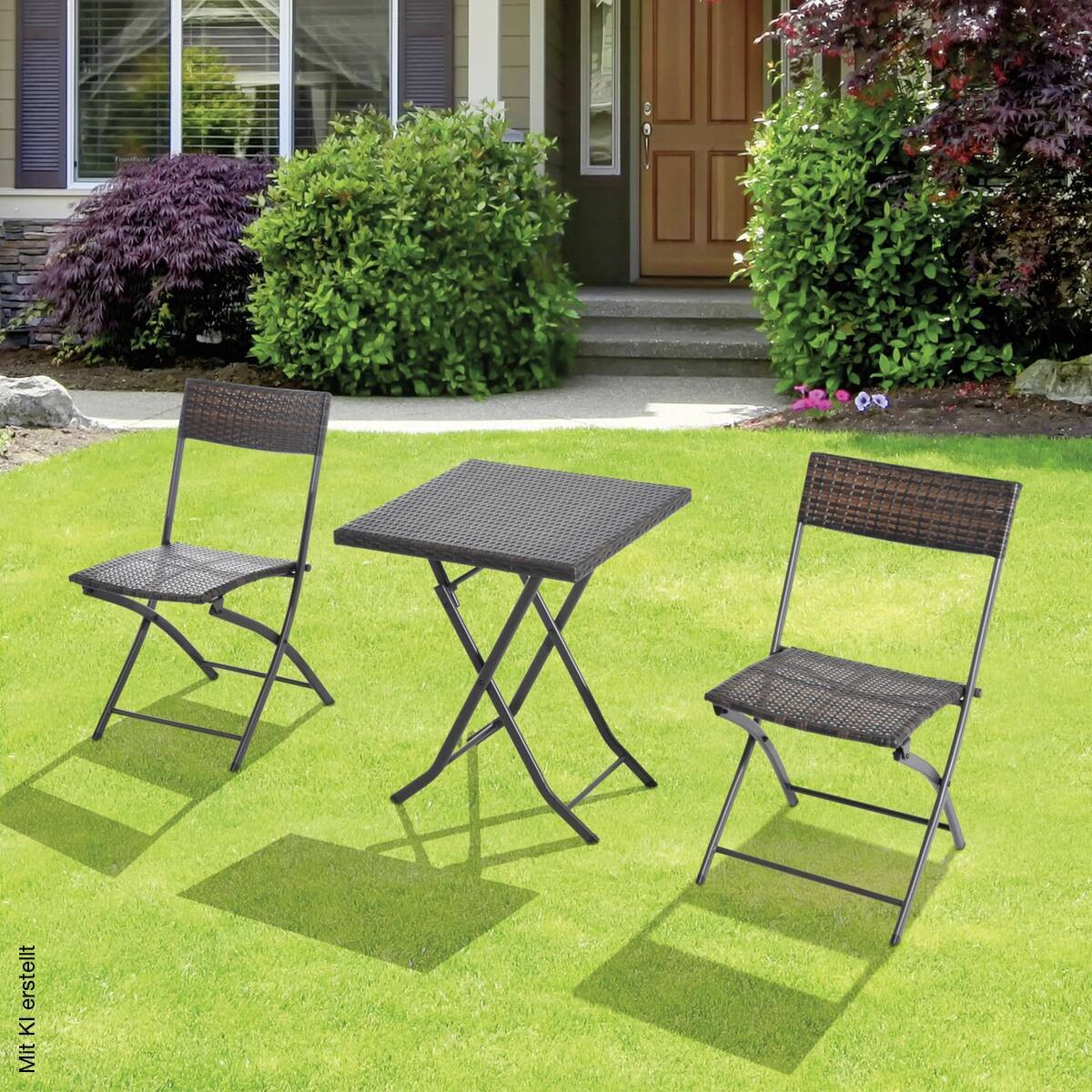 Outsunny Balkonset café braun Polyrattan