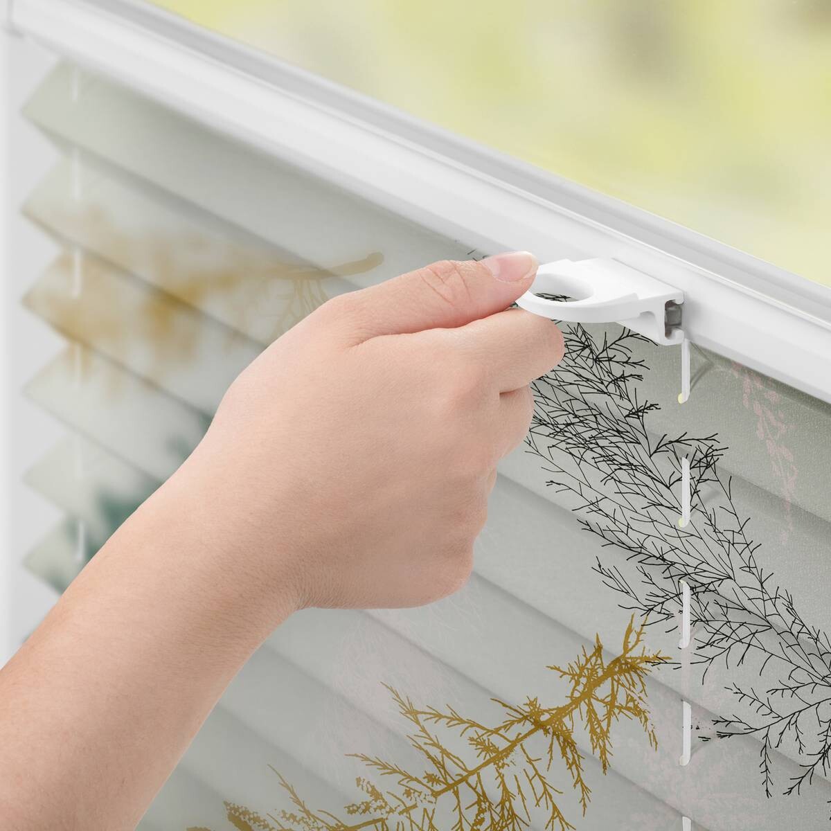 LICHTBLICK Spannplissee Fir Branches grün B/L: ca. 90x130 cm