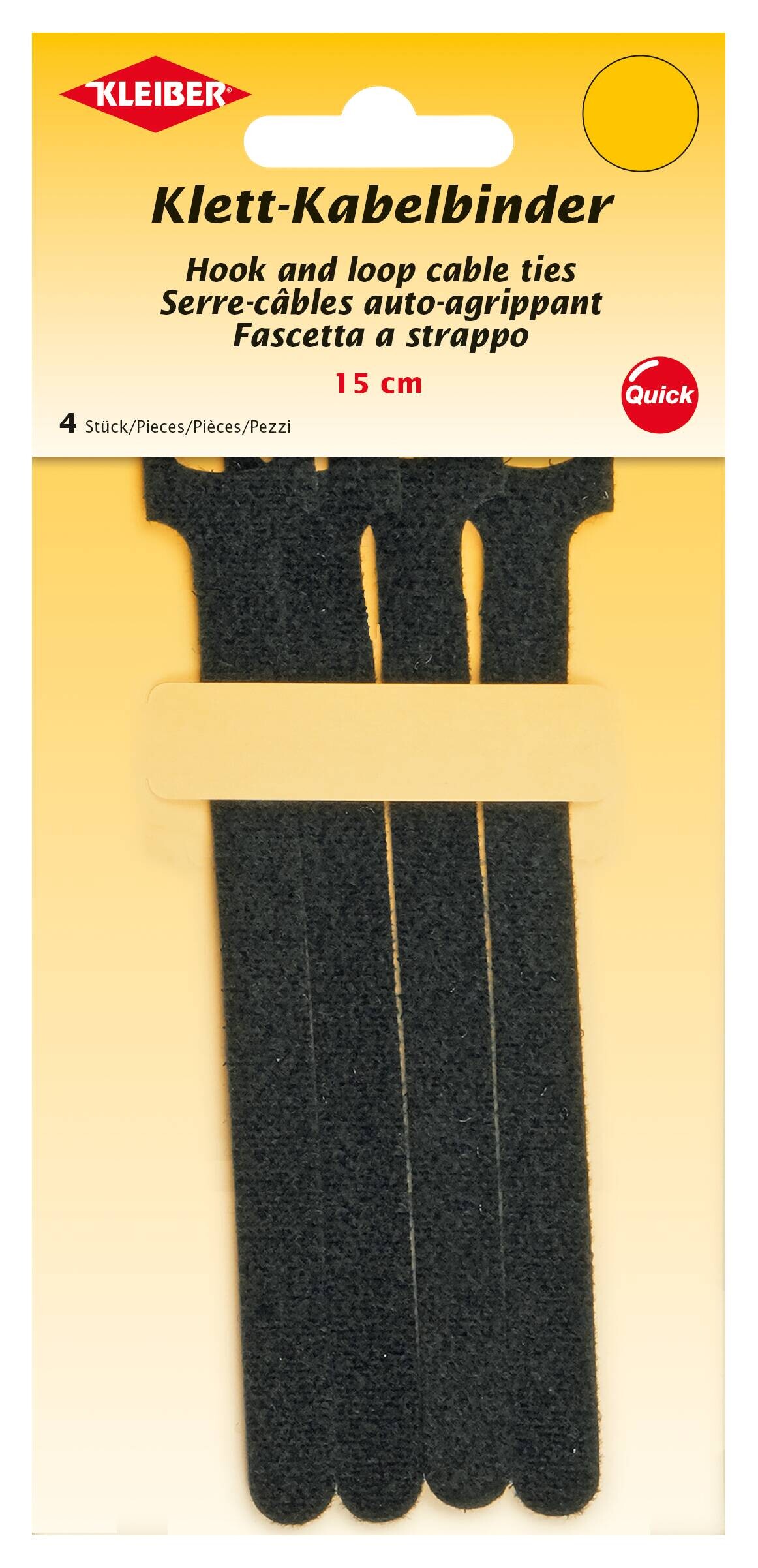 Kleiber Klett-Klebeband schwarz L: ca. 15 cm 4 Packstücke