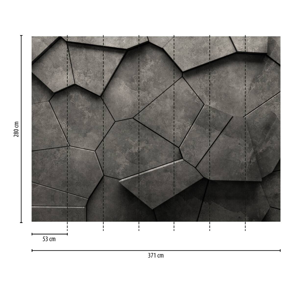 Livingwalls Fototapete 3D-Optik anthrazit grau schwarz B/L: ca. 280x371 cm