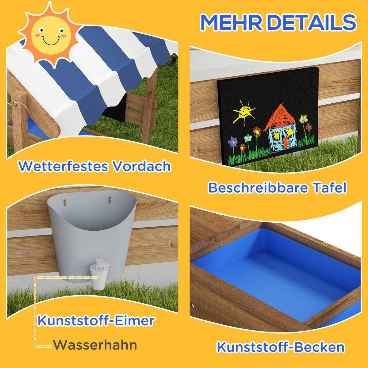 Outsunny Sandkasten braun
