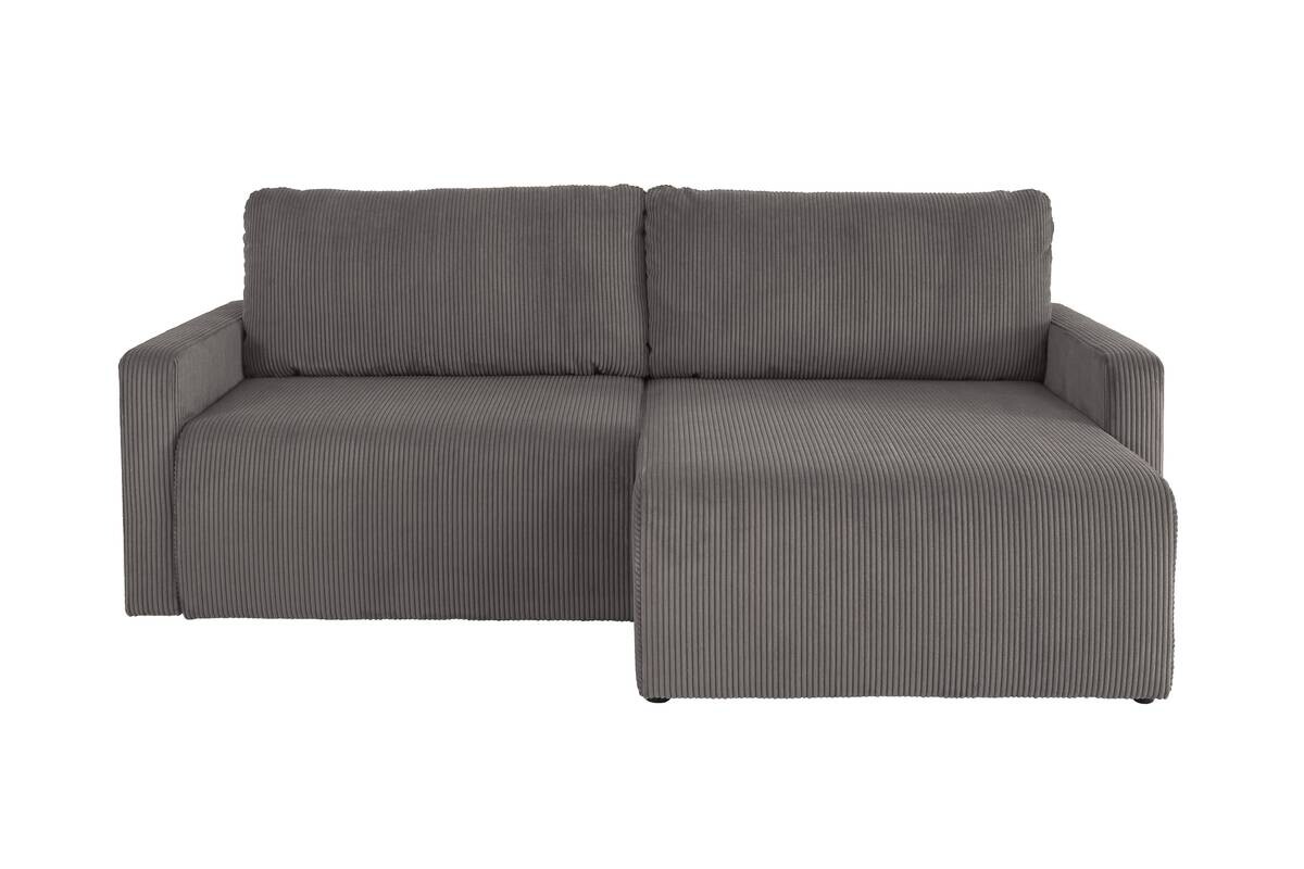 Ecksofa mit Bettfunktion und Bettkasten dunkelgrau Microfaser B/H/T: ca. 227x92x146 cm