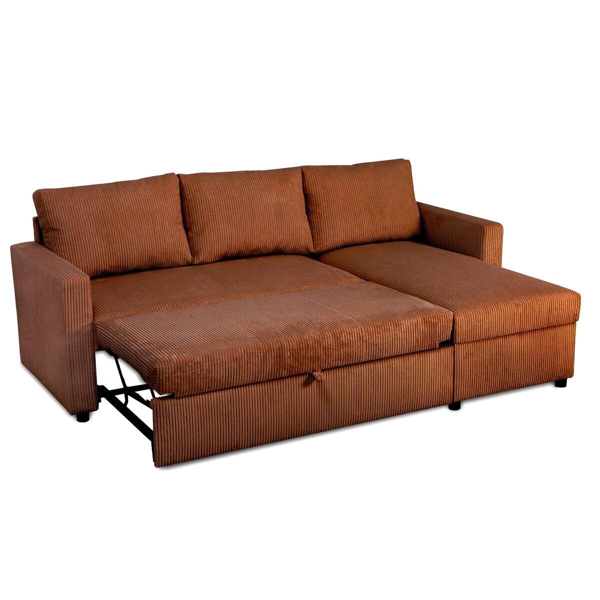 Ecksofa mit Bettfunktion und Bettkasten terracotta Microfaser B/H/T: ca. 215x145x82 cm