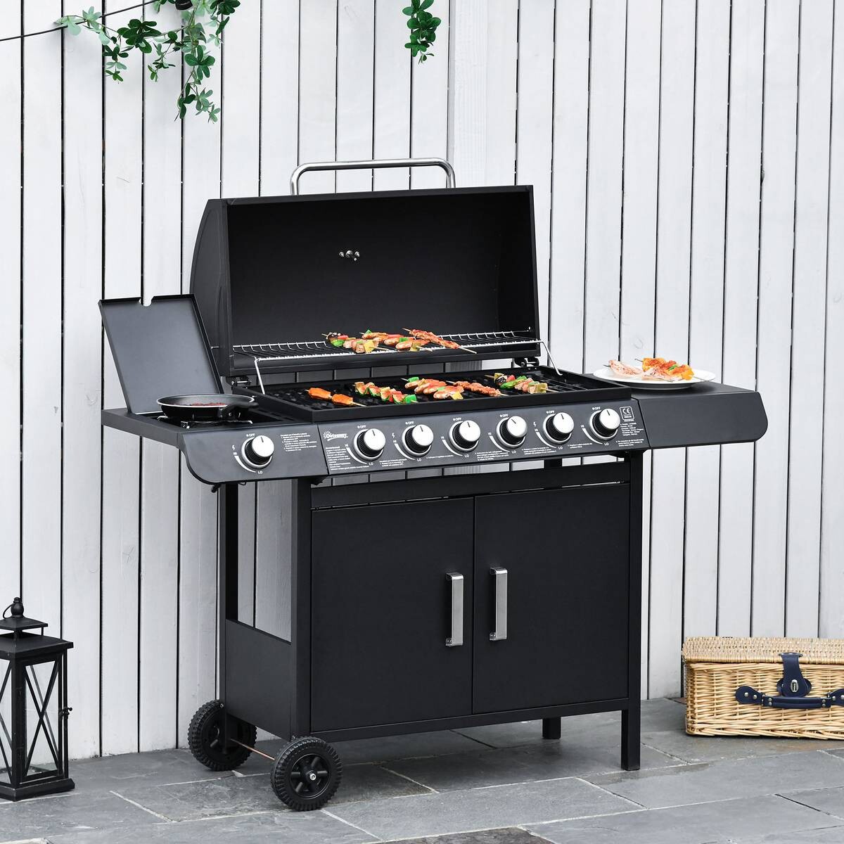 Outsunny Gasgrill Metall B/H/L: ca. 50x100x135 cm