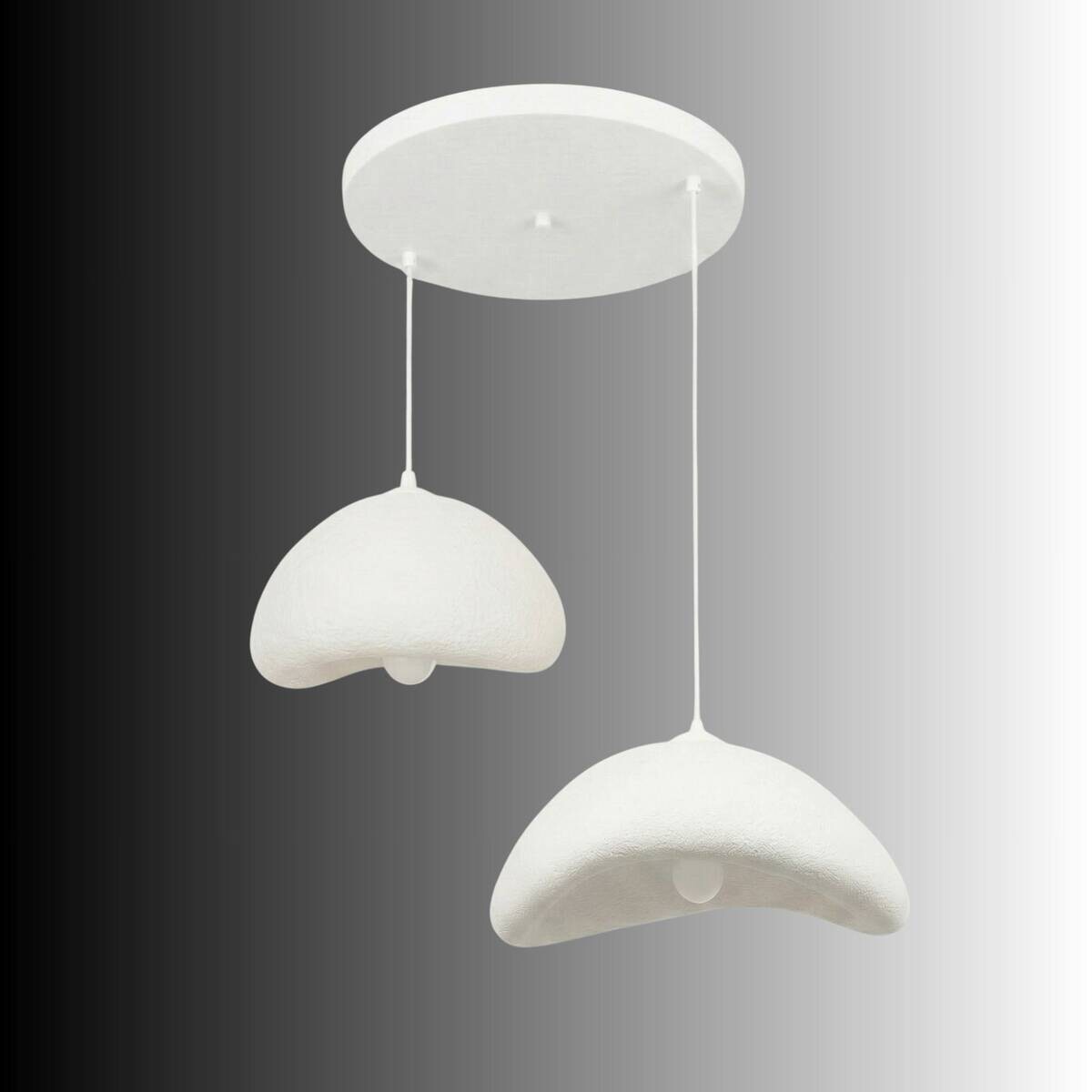 Pendelleuchte weiß Fiberglas Metall B/H/T/L: ca. 37x115x37x42 cm E27 2 Brennstellen