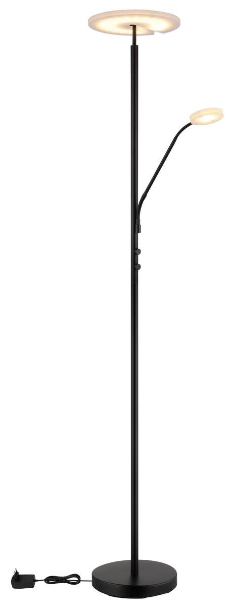 GLOBO Stehlampe mattschwarz Satiniert Metall Acryl H/D: ca. 180x30 cm 2 Brennstellen