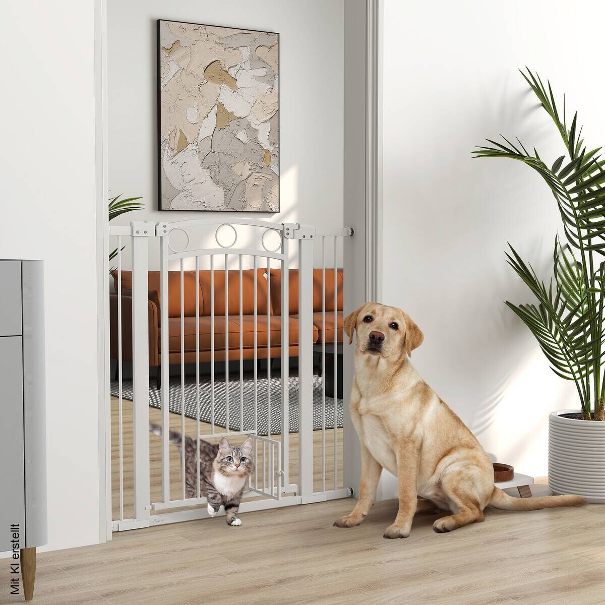 PawHut Türschutzgitter weiß Stahl B/H/L: ca. 5x106x104 cm