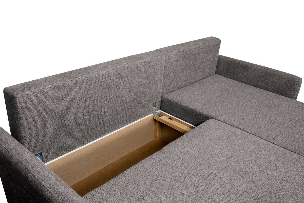 Ecksofa mit Bettfunktion und Bettkasten dunkelgrau Webstoff B/H/T: ca. 218x90x168 cm