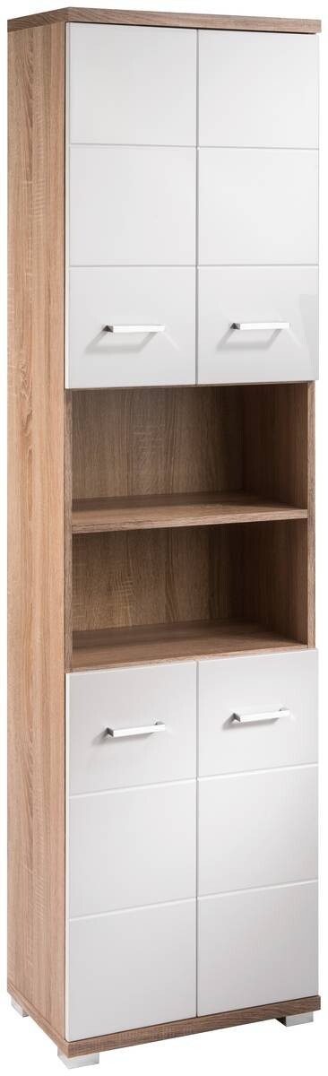 Hochschrank NEBRASKA Eiche Nachbildung weiß Hochglanz B/H/T: ca. 50x192x31,5 cm