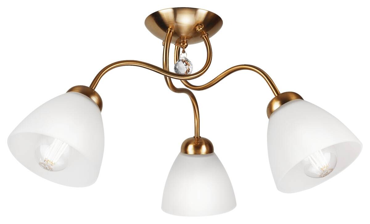 Lamkur Deckenleuchte Miranda oxidgrün Metall Glas H/L: ca. 31x50 cm E27 3 Brennstellen