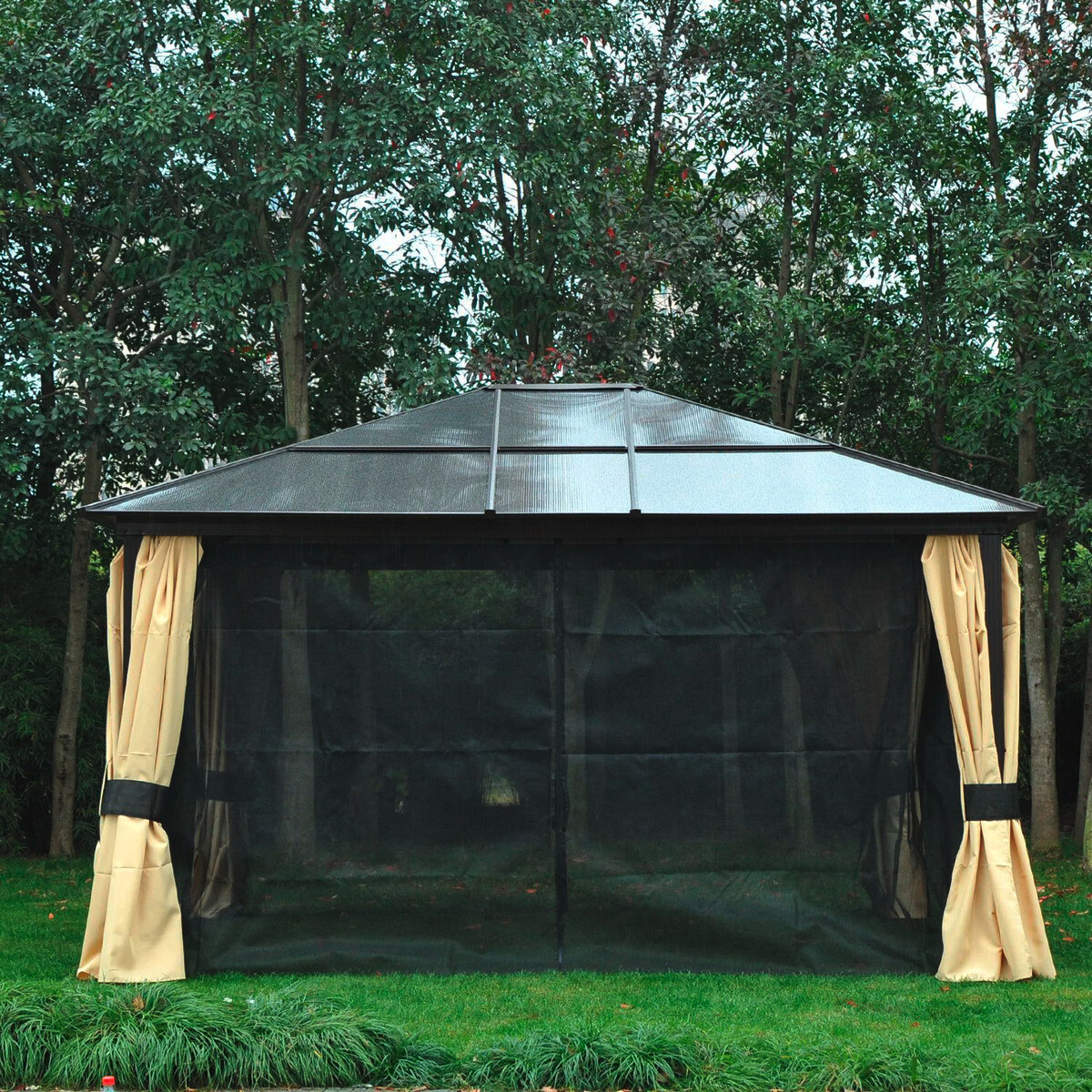 Outsunny Pavillon braun Aluminium B/H/L: ca. 360x265x420 cm