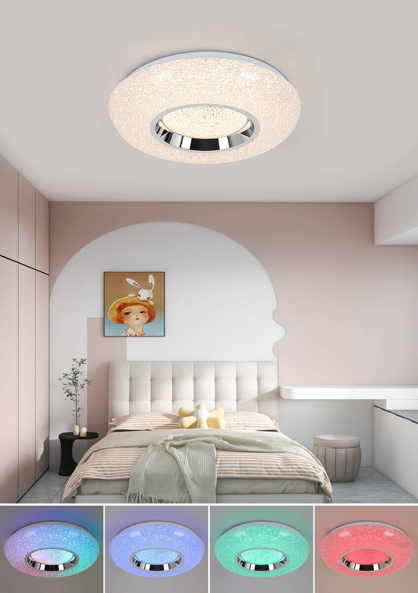 Nolo LED Deckenleuchte Andrea weiß Chrom Kunststoff Metall B/H/L: ca. 38x8x38 cm 1 Brennstellen