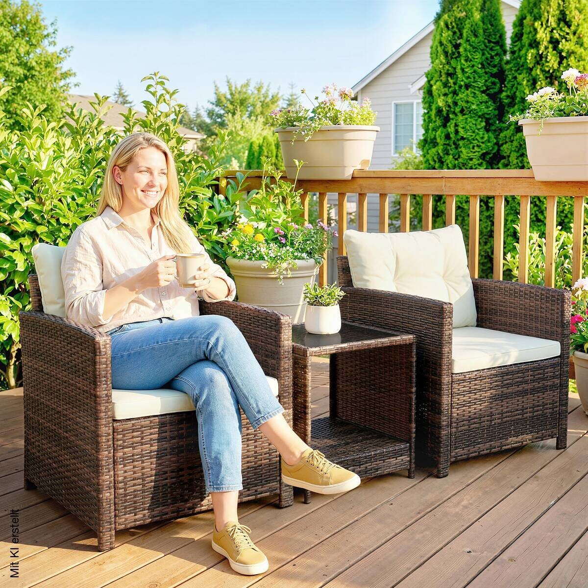 Outsunny Balkonmöbel-Set braun Polyester B/H/L: ca. 62x75x65 cm