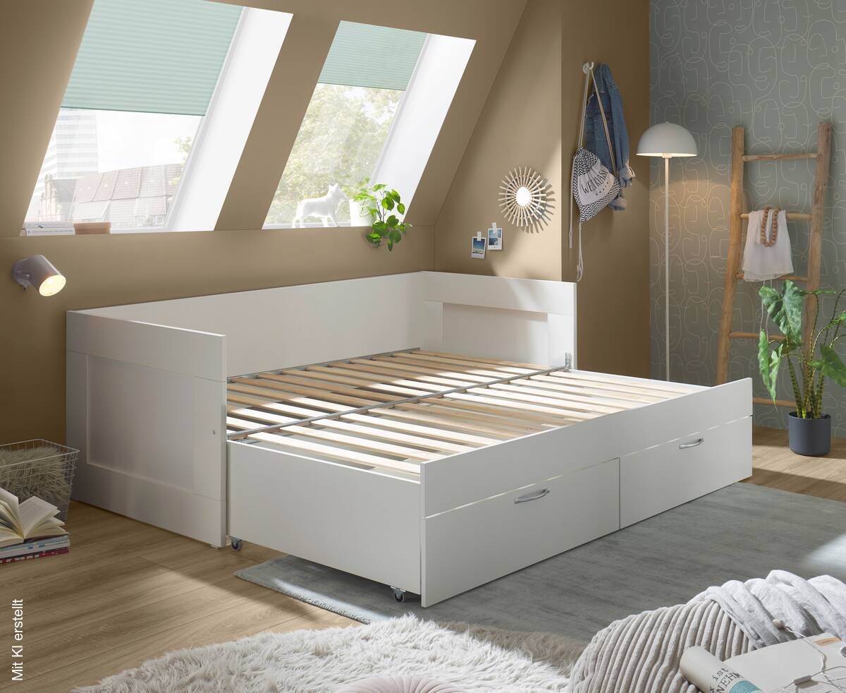 Funktionsbett weiß Liegefläche B/L: ca. 90x200 cm