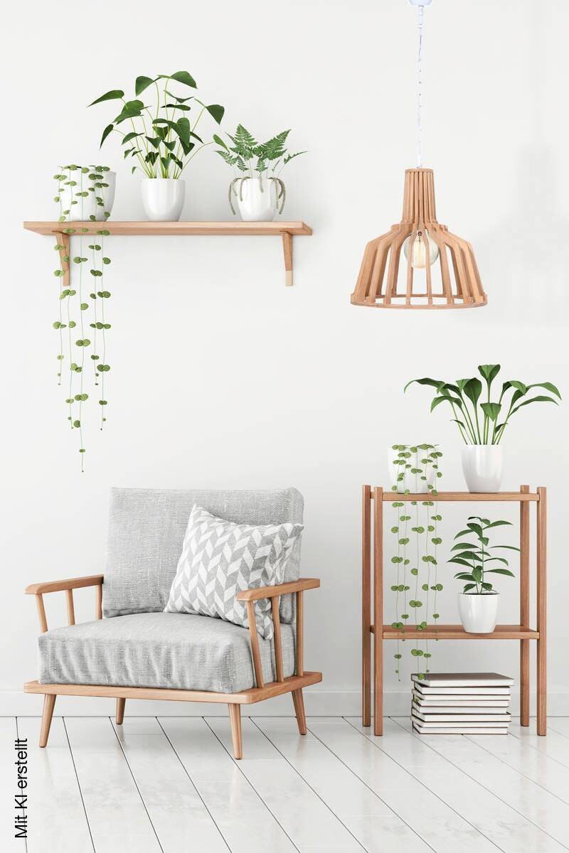 Kayoom Pendelleuchte Lucerna 295 natur Holzwerkstoff Eisen B/H/L: ca. 41x39x41 cm E27 1 Brennstellen