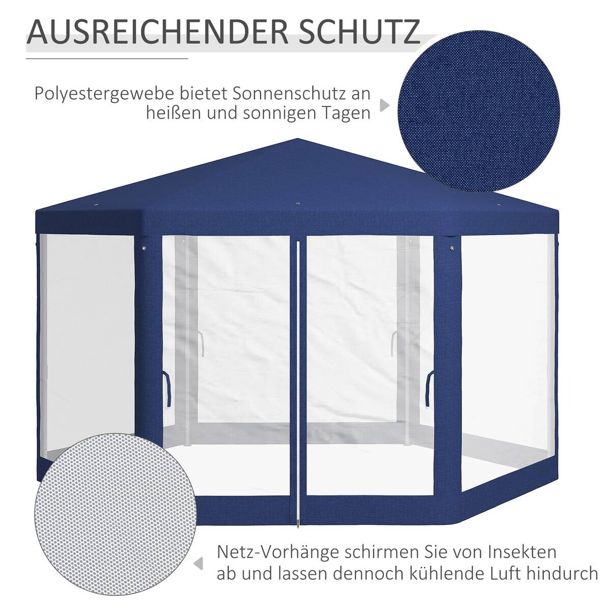 Outsunny Pavillon blau Polyester B/H/L: ca. 341,2x250x394 cm