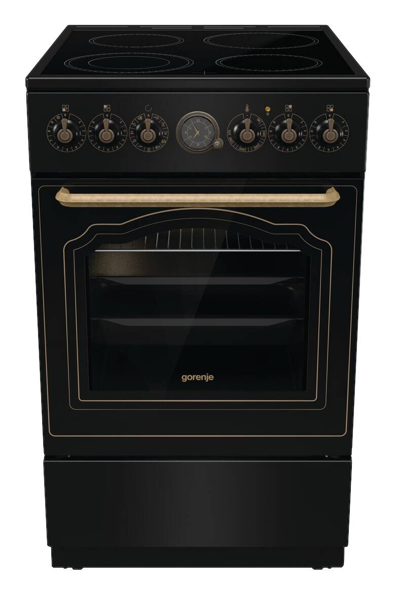 Gorenje Retro-Standherd 50cm mit Glaskeramikkochfeld GECS5B70CLB EEK: A Spektrum: A+++ bis D 70l Volumen schwarz B/H/T: ca. 50x85x60 cm